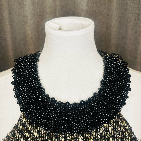 INC International Concepts Black and Gold Tweed Dress with Beaded Collar - Picture 3 of 13